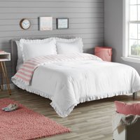 Better Homes & Gardens Kids White and Pink Stripe Reversible Ruffle Border Duvet Cover Set