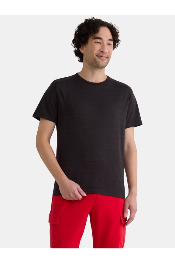Men's and Big Men's Jacquard Short Sleeve Workout Shirt, Sizes S-3XL