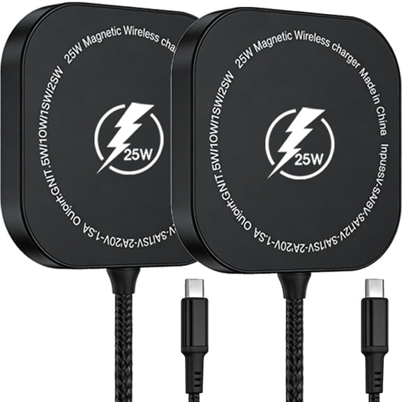 Wireless Charging Pad 25W Wireless Charger Compatible with iPhone 17/16/15/14/13/12 Series & AirPods, Qi2.2 Fast Charging Pad,2 Pack Black Magnet Charger Stand
