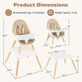 thumbnail image 3 of Adjustable Baby High Chair, Convertible Baby Dining Chair w/Cushioned Seat, 5-Point Seat Belt, 4-Stage Adjustable Detachable Tray, Suitable for 6-36 Months Baby, Khaki, 3 of 9