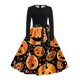 thumbnail image 3 of Vestidos Casuales Para Mujer, Vestido Camisero Con Estampado de Halloween | Estilo Retro de Manga Larga Para La Moda de Otoño de Mujer, 3 of 3