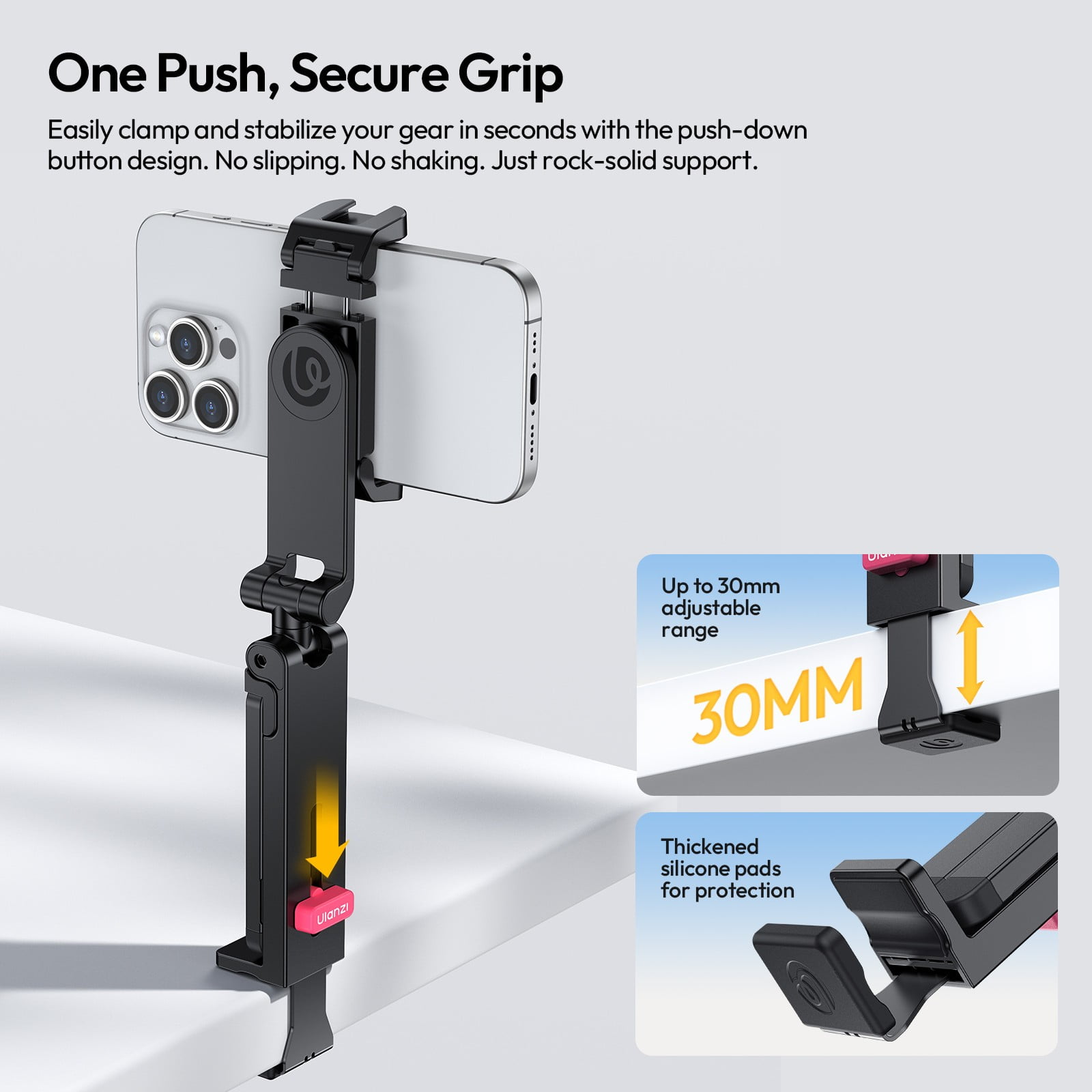 Ulanzi MA89 Foldable Phone Tripod Stand – 360° Rotating Adjustable Smartphone Holder with Dual Cold Shoe Mounts & Mantis Mode, Portable Vlogging Tripod for iPhone & Android
