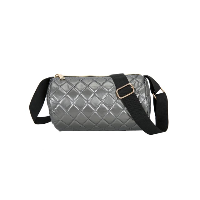 Bolsa de cubo cilíndrica con cremallera de de celosía acolchada de algodón (plata) Ehuebsd Para Estrenar
