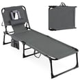 thumbnail image 1 of Costway Chaise de Bronzage, Chaise Longue Portable avec Dossier Réglable à 4 Positions Gris, 1 of 9