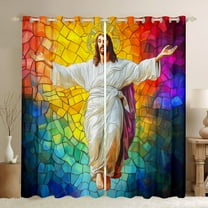 jejeloiu Colorful Glass Curtains Pack of 2 (42x84 Each),Merry Christmas Curtains Blackout,God Bedroom Curtains For Adults,Super Cozy Room Decor