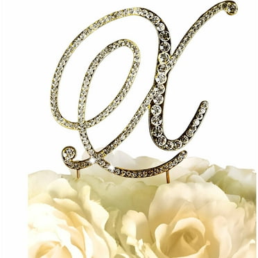 Unik Occasions Victorian Rhinestone Wedding Cake Topper, Gold
