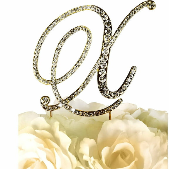 Unik Occasions Victorian Rhinestone Wedding Cake Topper, Gold