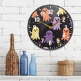 thumbnail image 3 of Yayeee Wall Clock Battery Operated 9.5" Silent Quartz Non-Ticking for Living Room Decor, Yellow Halloween Ghosts, 3 of 8