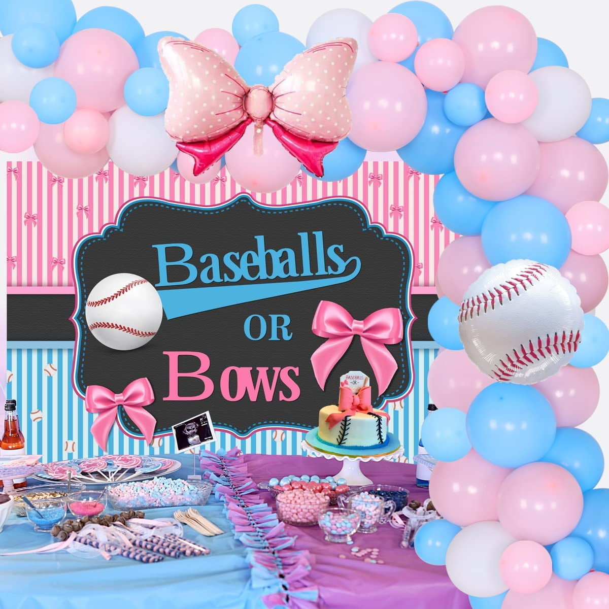 Baseball Pink & Blue 100 Baby Shower 1" Pinbacks Gender Reveal 