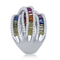 thumbnail image 3 of iJewelry2 Sterling Silver Rainbow Multicolor Baguette and Clear Round CZ Double X Band Ring Size 8, 3 of 3
