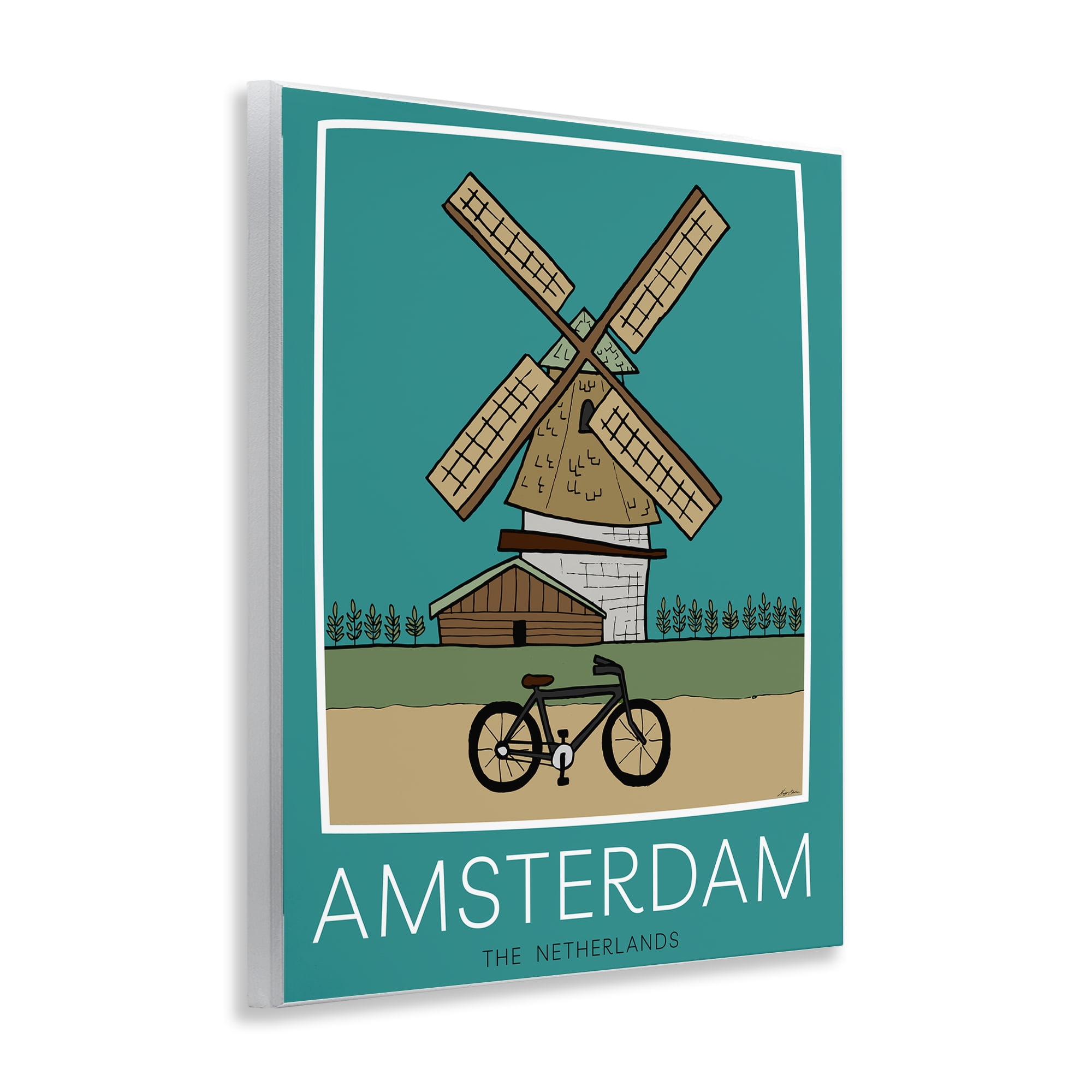 Stupell Industries Amsterdam Windmill Poster Wall Plaque Art, design by Hugo Edwins