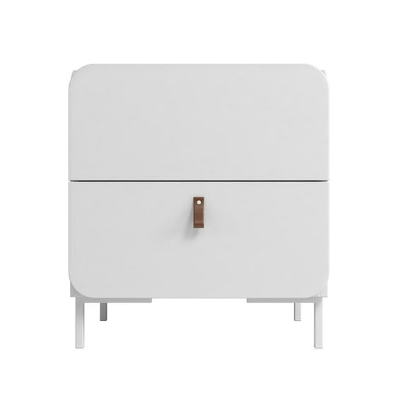 Mesa Auxiliar de Noche Moderna con 2 Cajones blanco