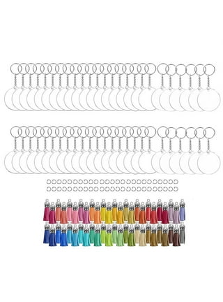 XIDAJIE 48Pcs Acrylic Keychain Blank Key Rings Clear Keychains Kit  Including 12pcs Acrylic Blanks, 12pcs Keychain Tassels, 12pcs Key Chain  Rings and