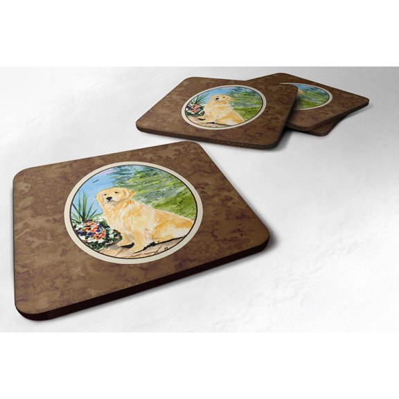 Carolines Treasures SS8758FC Golden Retriever Foam Coaster Set of 4 3 1/2 x 3 1/2 multicolor