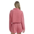 thumbnail image 3 of Mills by Millie Bobby Brown Women's Cropped Quarter-Zip Sweatshirt with Raw Edge, Sizes XXS-XXL, 3 of 5