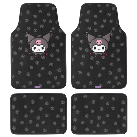 Kuromi Cute Carpet Car Floor Mats, Universal 4-Piece Set Soft Plush, Cute Auto Interior Accessory, for Car Truck SUV Van Sedan
