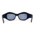 thumbnail image 4 of Trendy 90s Sport Wrap Thick Bevel Plastic Oval Sunglasses Matte Black - Fuchsia Mirror, 4 of 4
