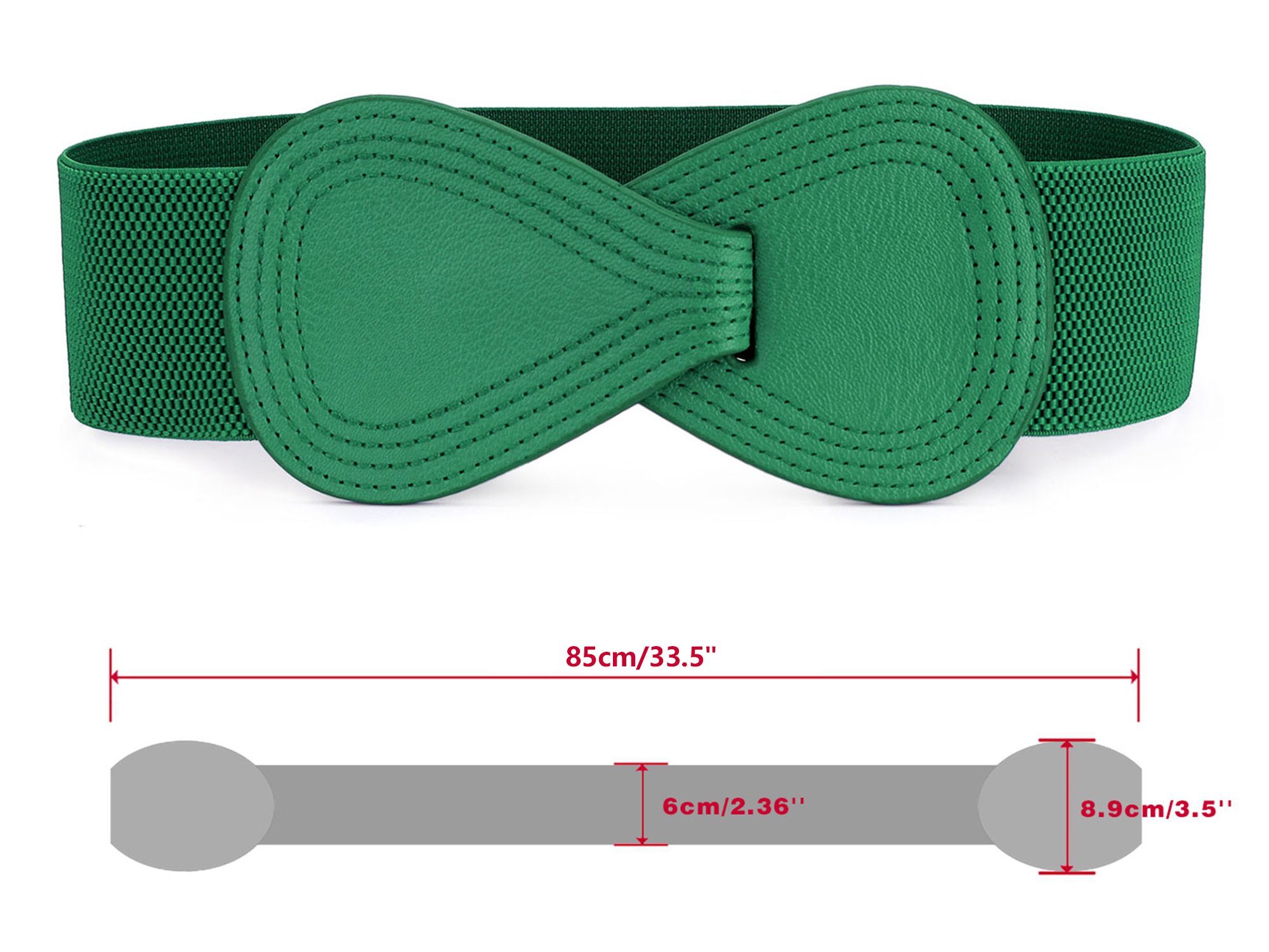 DARING DIVA Women's Plus Size Buckle Waist Belt 2 Pcs 33.5"x2.36" Black & Green