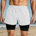 thumbnail image 6 of FINALGANG Mens Solid Color Two In One Athletic Shorts With Compression Liner Elastic Waist Drawstring Quick Dry Shorts For Gym Running Training Trendy Shorts, 6 of 6
