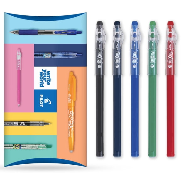 Pilot FriXion Ball Stick 07- 0.7mm Nib Tip - Erasable Gel Ink Pens - Professional Wallet of 5