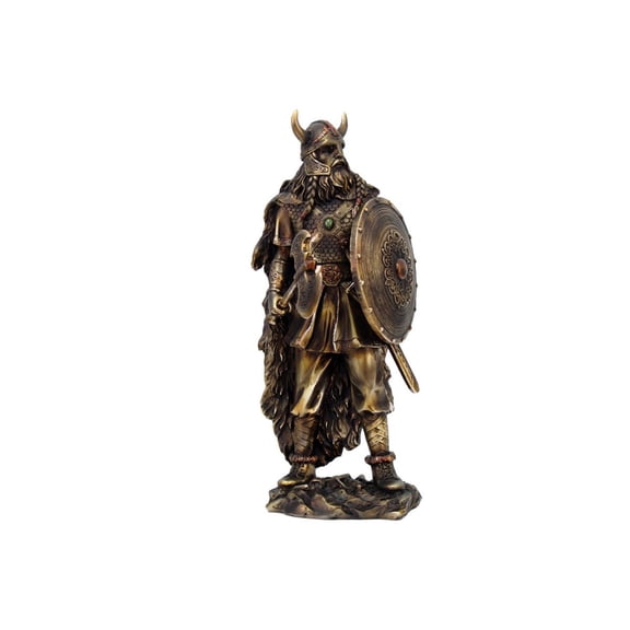 PTC 13.5 Inch Viking Warrior with Shield and Club Resin Statue Figurine