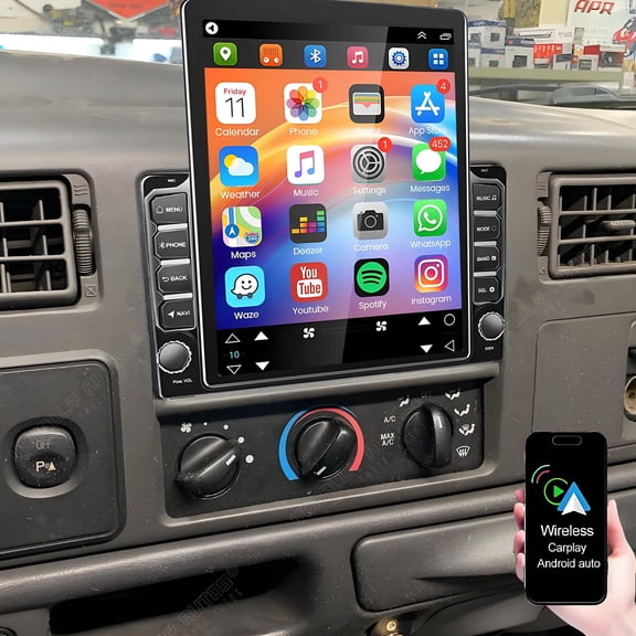 Eforcase Car Radio for Ford F-250 F-350 1999-2004, 9.7 Inch IPS Touchscreen Stereo with Wireless CarPlay Android Auto WiFi Bluetooth GPS EQ FM/RDS SWC Backup Camera