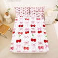 thumbnail image 5 of Erosebridal Pink Bowknot Bed Sheets For Girls,Red Kawaii Cherries King Sheets For Kids 4-Piece, 5 of 6