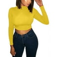 thumbnail image 2 of Hauts Courts à Manches Longues pour Femmes, Col Roulé Mi-Haut, Couleur Unie, Pulls Slim, 2 of 8