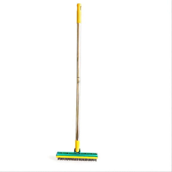SHOPKINGL Long Handle Floor Scrub Brush with V-Shaped Bristles for Tile, Grout and Bathroom Cleaning