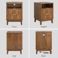 thumbnail image 4 of Night Stand with Charger Station, Fluted Nightstand with 2 Drawers and Storage Shelf, Mid Century Modern Bedside Table for Bedroom Living Room,Walnut, 4 of 11