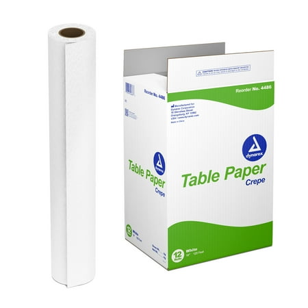 Dynarex Headrest Table Paper, Crepe and High-Quality Exam Table Paper, Used in Medical, Massage, and Chiropractic Tables to Protect Patients, 18 in. x 125 ft., 1 Case of 12 Table Papers