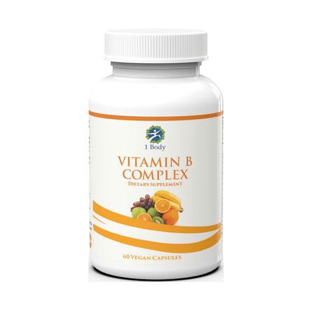 Vitamin B Complex – 5-MTHF Folate with B1, B2, B5, B6, Methyl B12, Niacin, Biotin – Wide Range of Benefits for Stress, Heart Health, Healthy Brain Function, Nervous System