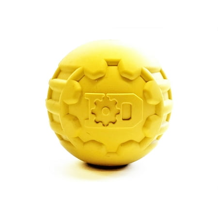 UPC: 0810216023270 | Industrial Dog by SodaPup – Natural Rubber Ultra-Durable Chew Ball – Chew Toy – Retrieving Toy – Designed for the most agressive chewers – Yellow – Large