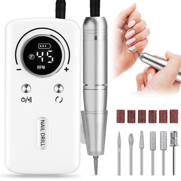 Torno Eléctrico para Uñas, Lima de Uñas Eléctrica Recargable, Drill para Uñas Profesional, con 6 Drill y Bandas de Lijado, para Acríli