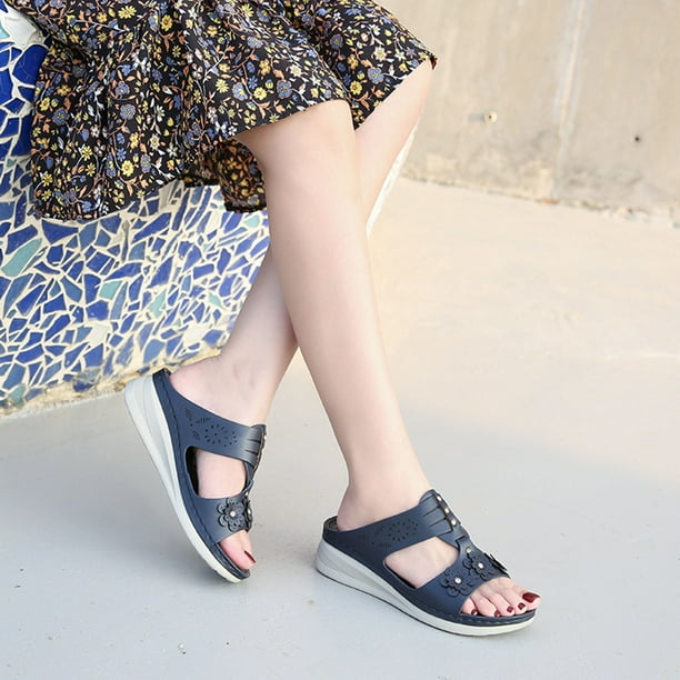Sandalias de cuña con plataforma suave y punta abierta para mujer Wmkox8yii nm9904