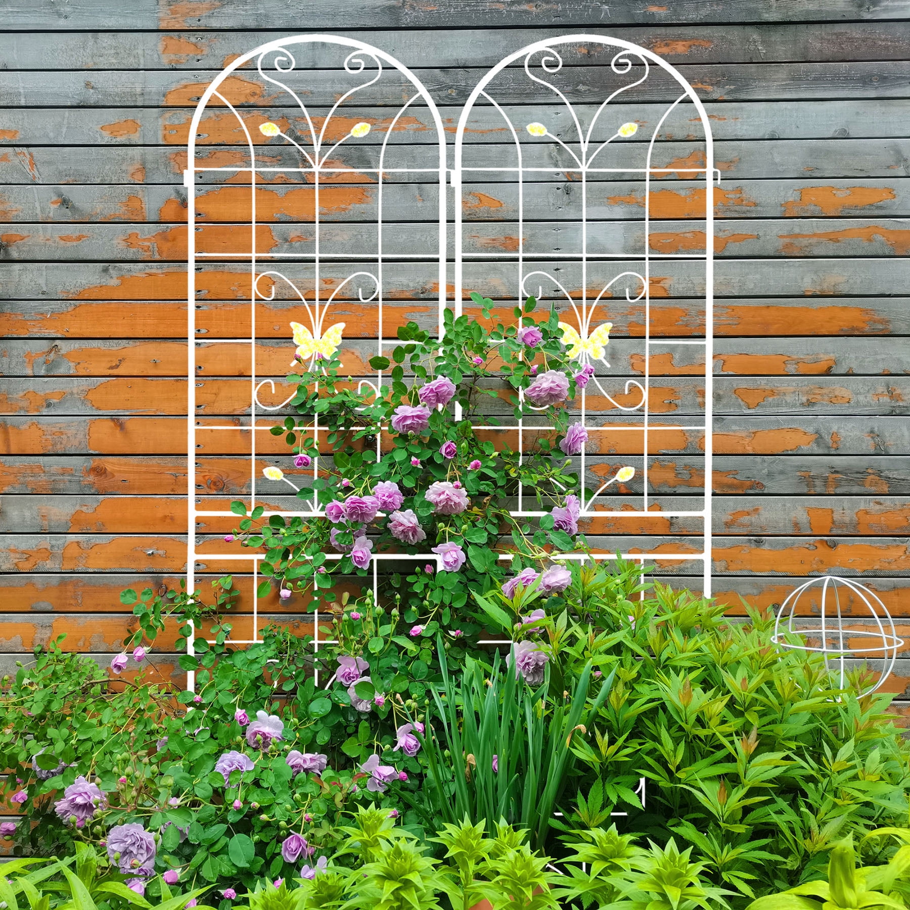 4 Pack Large Garden Trellis 86.7"H x 19.7" W Heavy Duty Rustproof White Iron Plant Trellis for Potted Plant Support Metal Climbing Rose Trellis Vine Vegetable Cucumber