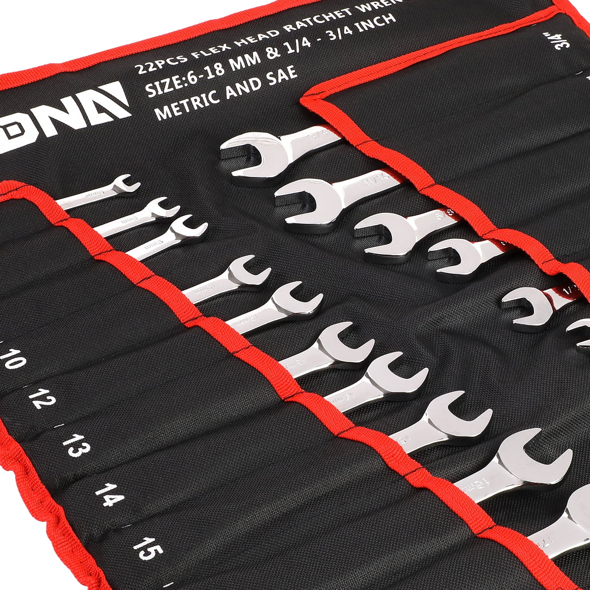 DNA Motoring TOOLS-00089, 22 Piece 72 Tooth Ratcheting Wrench Set