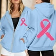 thumbnail image 2 of Women Sherpa Lined Sweatshirt for Cancer Awareness 2025 Fall Zip Pullover Oversized Crew Neck Hoodies Fashion Outfits Winter Clothing (Light Blue, L), 2 of 6