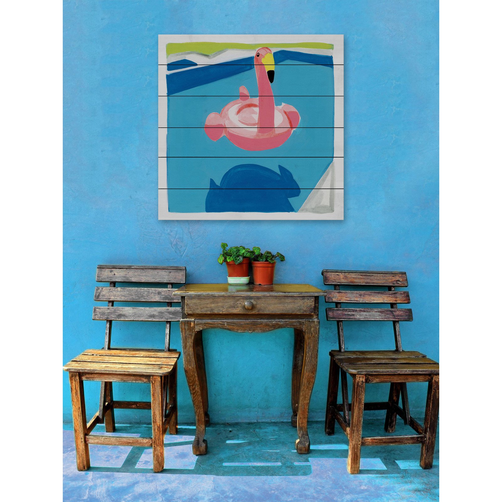 Marmont Hill "Pool Float" By Molly Rosner Painting Art Print On White Wood, 32.0" x 1.5"