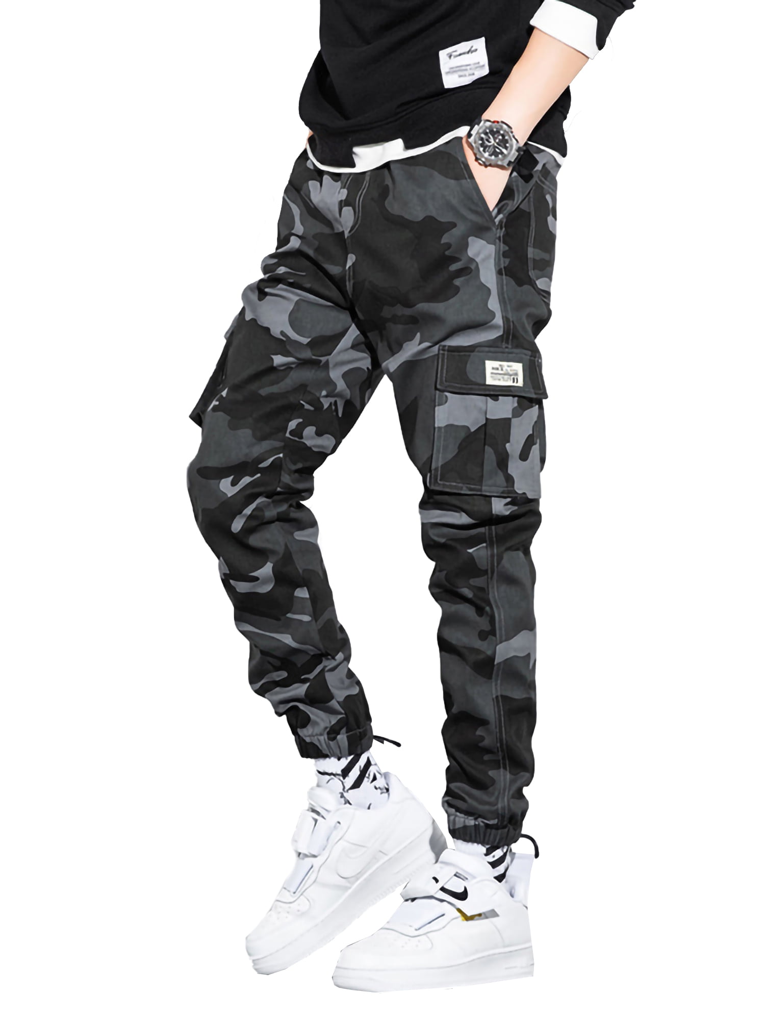 Men Overalls Hip-hop Street Korean Casual Camouflage Suspender Pants Trousers NW 