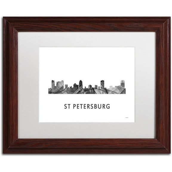 Trademark Fine Art 'St Petersburg FL Skyline WB-BW' Canvas Art by Marlene Watson, White Matte, Wood Frame