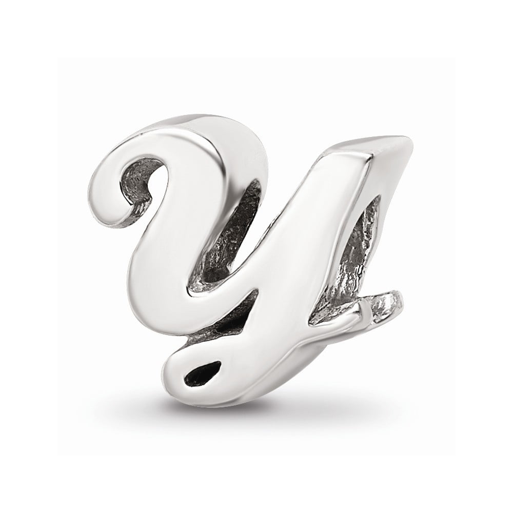 925 Sterling Silver Reflections Letter Y Script Bead; for Adults and Teens; for Women and Men
