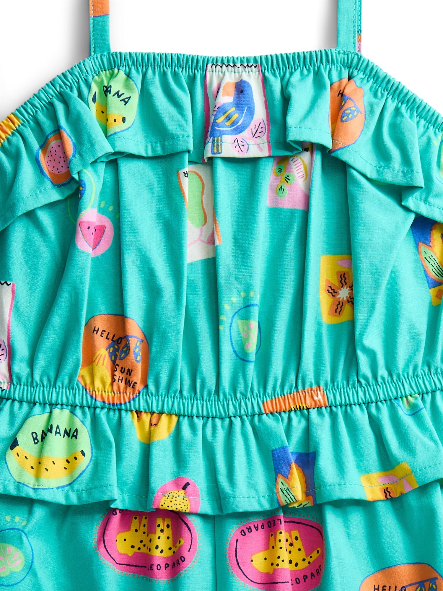 Wonder Nation Toddler Girls Printed Fashion Romper, Sizes 12M-5T