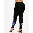 thumbnail image 2 of Rosegal Women's Plus Size High Waist Colorful Flower Print Skinny Leggings, 2 of 4