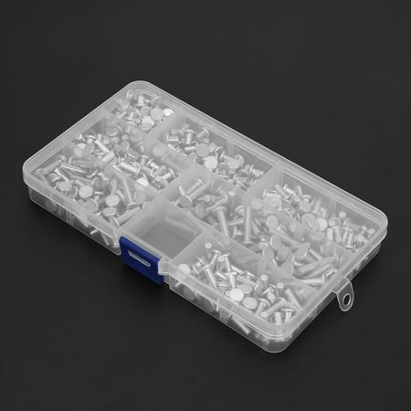 

Dioche 350pcs M4 Flat Head Solid Aluminum Rivets Assortment Kit Length 4/6/8/10/12/16/20mm Solid Aluminum Rivet