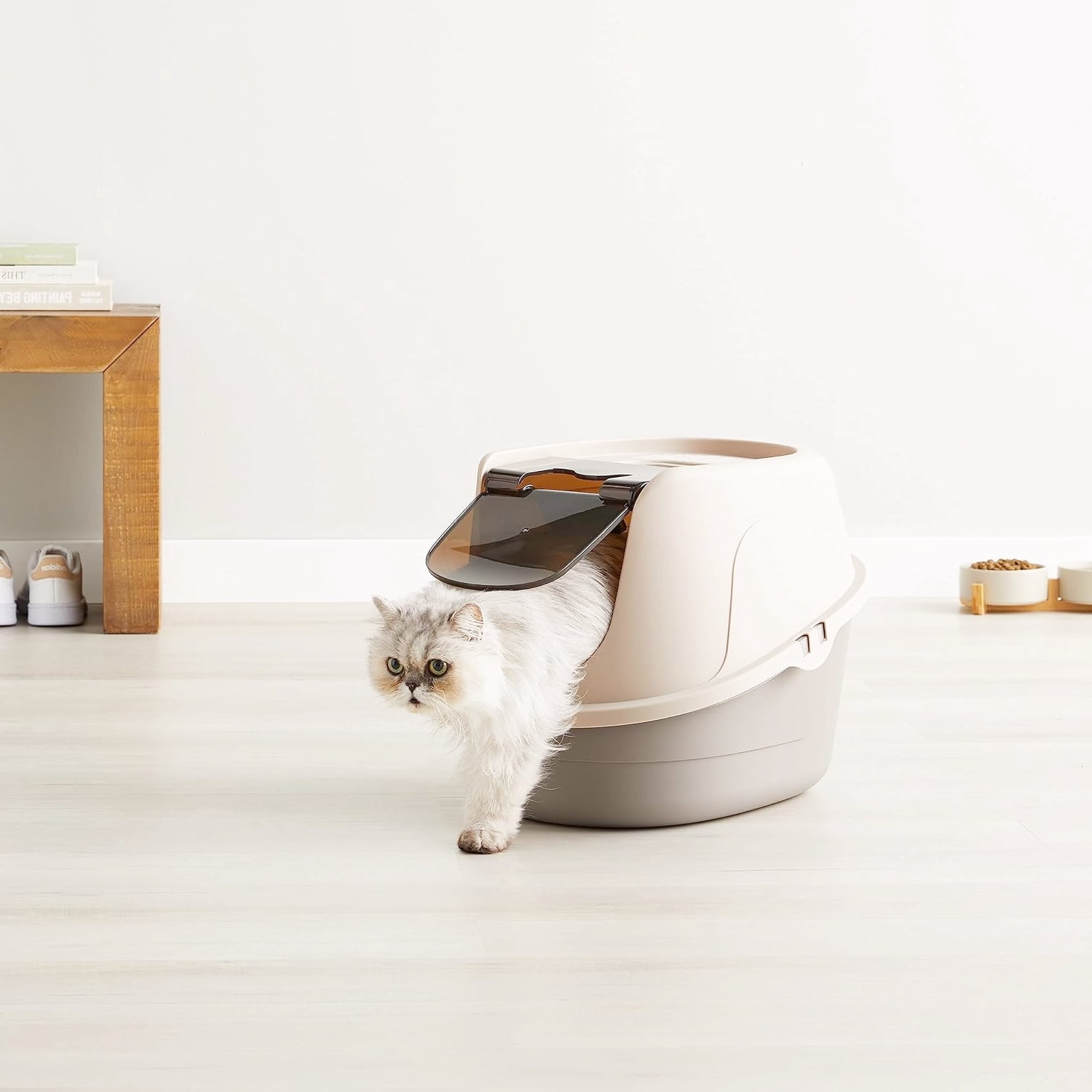 Enclosed Cat Litter Box with Swinging Door and Carbon Filter Standard Size Multicolor