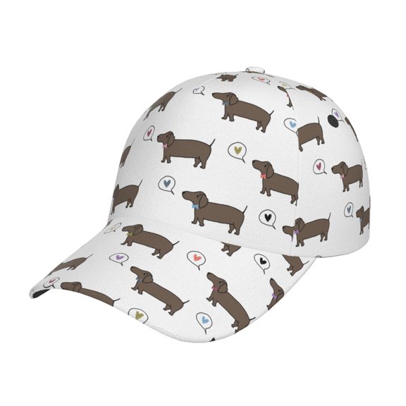 Picia Dachshund Dog Puppy pattern Trucker Low Profile Hat Men Women Baseball Cap Dad Hat Adjustable Unconstructed Plain Cap