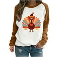 thumbnail image 3 of VKOYWKM Fall Sweatshirts Women Long Sleeve Thanksgiving Turkey Graphic Soft Loose Fit Color Block Raglan Sweatshirts Long Sleeve Crew Neck Pullover Sweatshirt, 3 of 5