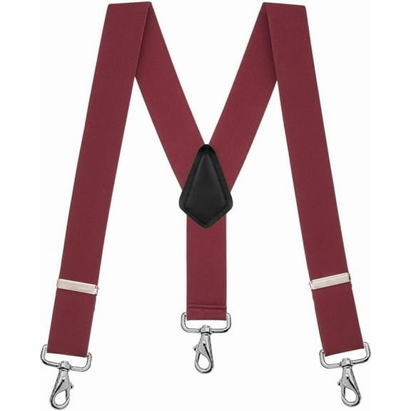 Suspender Store 2 Inch Wide Trigger Snap Suspenders - BURGUNDY 48" for 5'9" to 6'2" tall