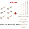 thumbnail image 4 of QQTDFG 20G Stainless Steel Nose Studs CZ Rose Gold Nose Chain Nostril Piercing Jewelry-S shape, 4 of 9